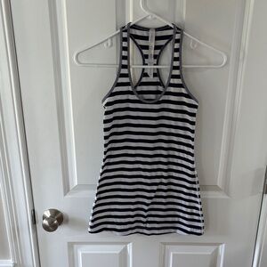 Lululemon Athletica Black and White Striped Tank Top